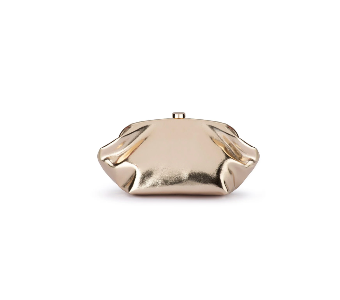Tally Metallic Clutch Gold