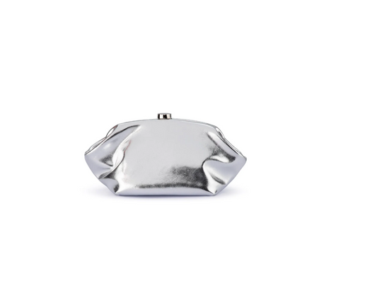 Tally Metallic Clutch Silver